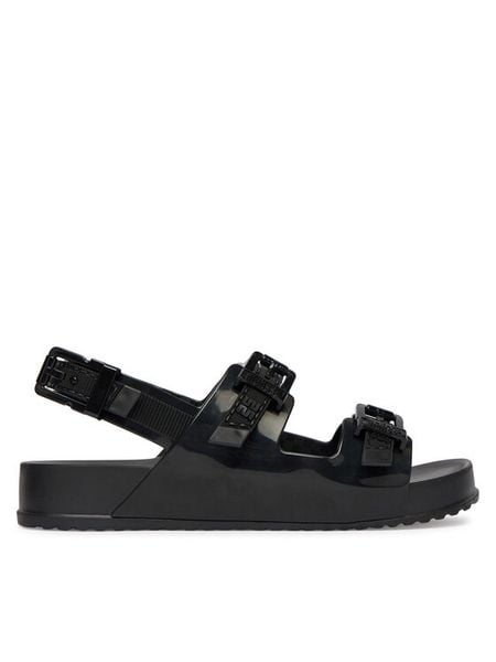 Melissa Sandały Melissa Cozy Sandal Ad 36895 Czarny. Czarne sandały Melissa, bez wzorów, z tworzywa sztucznego, bez obcasa, na płaskiej podeszwie, bez zapięcia. Za 249.99 zł.