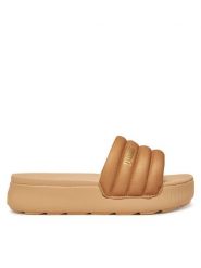 Puma Klapki Karmen Slide Puffy Wns Aqua Metallics PU 400679 02 Złoty. Żółte klapki Puma, bez wzorów, z syntetyku, bez obcasa. Za 169.99 zł.