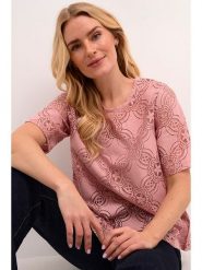 CULTURE Bluzka w kolorze jasnoróżowym rozmiar: XL. Różowe bluzki Culture, xl, bez wzorów, bez kołnierzyka, bez ramiączek. Za 52.67 zł.