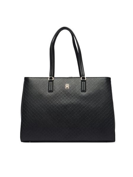 Tommy Hilfiger Torebka Th Daily Tote Mono AW0AW18417 Czarny. Czarne shopper TOMMY HILFIGER, bez wzorów, ze skóry, bez dodatków. Za 699.99 zł.