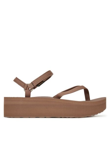 Teva Sandały Flatform Slim 1164630 Brązowy. Brązowe sandały Teva, bez wzorów, z materiału, bez obcasa, na koturnie, bez zapięcia. Za 254.99 zł.