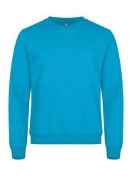 Clique Basic Roundneck uniseks bluza z okrągłym dekoltem – turquoise. Niebieskie bluzy sportowe CLIQUE, xs, bez wzorów, z bawełny, bez kaptura. Za 157.03 zł.