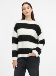 Orsay Sweter w kolorze czarno-białym rozmiar: L. Białe swetry Orsay, l, bez wzorów, bez ramiączek. Za 56.99 zł.