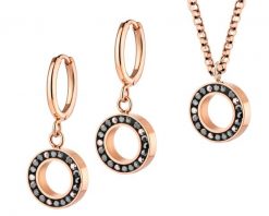 Kolczyki i naszyjnik ze stali szlachetnej z markasytami - komplet. Naszyjniki Artelioni, ze stali. Za 299.00 zł.