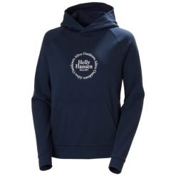 Bluza damska Helly Hansen Core Graphic. Niebieskie bluzy Helly Hansen, na lato, s, bez wzorów, z bawełny, z kapturem. Za 335.30 zł.