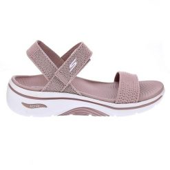 Sandały damskie SKECHERS Go Walk Arch Fit 2.0. Czerwone sandały Skechers, bez wzorów, bez obcasa, bez zapięcia. Za 279.99 zł.