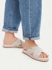 MICHAEL Michael Kors Klapki Kenzie 40R6KZFS1B Kremowy. Białe klapki MICHAEL Michael Kors, bez wzorów, ze skóry, bez obcasa. Za 337.99 zł.