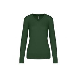 Damski sweter v-neck Kariban. Zielone swetry KARIBAN, na zimę, bez wzorów, bez ramiączek. Za 185.00 zł.
