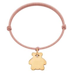 Bransoletka z pozłacanym misiem na pudroworóżowym sznurku. Bransoletki Lilou, pozłacane. Za 159.00 zł.