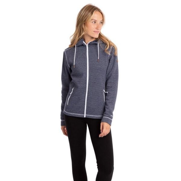 Bluza Polarowa Damska Rootless Stripe Marl AT200. Niebieskie bluzy Trespass, na zimę, m, bez wzorów, z materiału, z kapturem. Za 99.99 zł.