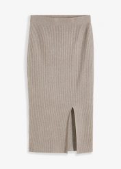 Spódnica dzianinowa z lejącej mieszanki wiskozy. Szare spódnice bonprix, bez wzorów, z dzianiny, eleganckie. Za 114.99 zł.