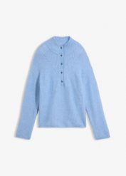 Sweter wełniany oversize z domieszką wełny alpaki. Szare swetry bonprix, bez wzorów, z wełny, bez ramiączek. Za 299.99 zł.