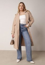 Niebieskie Szerokie Jeansy z Bawełną i Domieszką Wiskozy z Wysokim Stanem Zhein. Niebieskie spodnie materiałowe Born2be, do pracy, plus size, bez wzorów, z bawełny, z podwyższonym stanem, plus size. Za 139.99 zł.