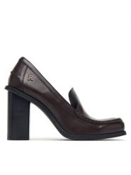 Tommy Hilfiger Półbuty Square Toe Heeled Loafer FW0FW09493 Brązowy ciemny. Brązowe czółenka TOMMY HILFIGER, bez wzorów, ze skóry, bez obcasa, na obcasie, bez zapięcia. Za 699.99 zł.