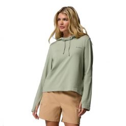 Bluza damska Columbia Sun Trek Hoodie. Zielone bluzy Columbia, bez wzorów, bez kaptura. Za 139.99 zł.