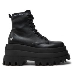 Trzewiki Naked Wolfe. Czarne botki Naked Wolfe, bez wzorów, bez obcasa, na koturnie, bez zapięcia. Za 929.99 zł.