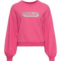 Bluza dresowa bonprix ciemnoróżowy. Czerwone bluzy bonprix, bez wzorów, z dresówki, bez kaptura. Za 32.99 zł.
