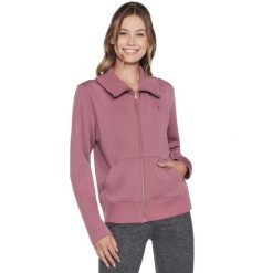 Bluza dresowa sportowa damska Hoodless Hoodie Skechcloud Jacket. Fioletowe bluzy Skechers, s, bez wzorów, z dresówki, bez kaptura. Za 299.99 zł.