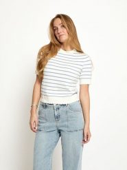 Peppercorn Koszulka w kolorze biało-błękitnym rozmiar: XS. Białe bluzki Peppercorn, xs, bez wzorów, bez kołnierzyka, bez ramiączek. Za 114.95 zł.