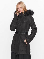 Calvin Klein Płaszcz zimowy K20K206977 Czarny Regular Fit. Czarne płaszcze Calvin Klein, na zimę, xxs, bez wzorów, z syntetyku, bez kaptura. Za 879.99 zł.