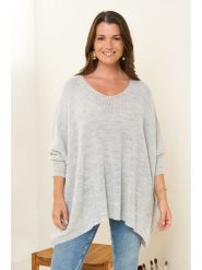 Curvy Lady Sweter w kolorze jasnoszarym rozmiar: 44/46. Szare swetry Curvy Lady, bez wzorów, bez ramiączek. Za 114.98 zł.