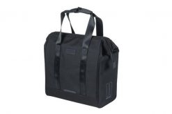Basil Grand Torba rowerowa 23L, 600D poliester wodoodporny, haki MIK. Czarne torby na laptopa BASIL, bez wzorów, z poliesteru, na ramię, duże. Za 229.99 zł.