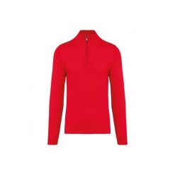 Sweter 1/4 zip Kariban. Czerwone swetry KARIBAN, na zimę, bez wzorów, bez ramiączek. Za 238.50 zł.