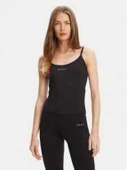 Guess Top V5RP09 KCD02 Czarny Regular Fit. Czarne topy Guess, xl, z aplikacjami, z syntetyku, bez kołnierzyka, bez ramiączek. Za 195.00 zł.