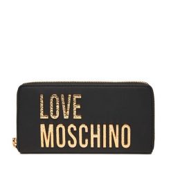 Duży Portfel Damski LOVE MOSCHINO. Czarne portfele Love Moschino, bez wzorów. Za 489.99 zł.