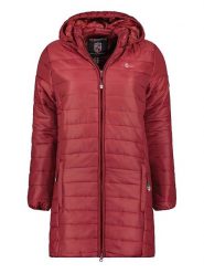 Geographical Norway Płaszcz pikowany "Atika" w kolorze bordowym rozmiar: S. Czerwone płaszcze Geographical Norway, s, z aplikacjami, bez kaptura. Za 127.35 zł.