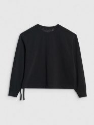 4F Bluza w kolorze czarnym rozmiar: M. Czarne bluzy 4f, m, bez wzorów, prążkowane, bez kaptura. Za 118.84 zł.