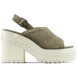 Sandały Converse Chuck 70 De Luxe Heel Mule, Kobiety. Zielone sandały Converse, bez wzorów, z zamszu, bez obcasa, bez zapięcia. Za 590.00 zł.