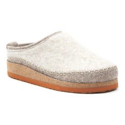 Comfortfusse Wełniane kapcie w kolorze szaro-beżowym rozmiar: 38. Brązowe obuwie domowe Comfortfüße, bez wzorów, z materiału, bez zapięcia. Za 274.99 zł.