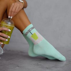 Miętowe skarpetki damskie matcha 1195. Zielone skarpety Milena, bez wzorów, z bawełny. Za 15.90 zł.