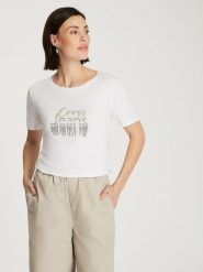 Cross Jeans Koszulka w kolorze białym rozmiar: XS. Białe bluzki Cross Jeans, xs, bez wzorów, z jeansu, bez kołnierzyka, bez ramiączek. Za 52.67 zł.
