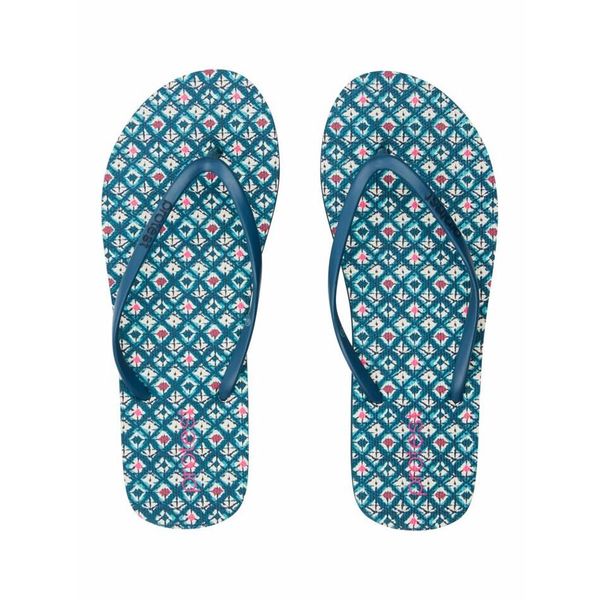 Japonki plażowe damskie Protest Prtflorine. Niebieskie klapki Protest, bez wzorów, z materiału, bez obcasa. Za 39.99 zł.