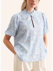 Seidensticker Bluzka w kolorze błękitno-białym rozmiar: 36. Niebieskie bluzki Seidensticker, bez wzorów, z wiskozy, bez kołnierzyka, bez ramiączek. Za 160.96 zł.