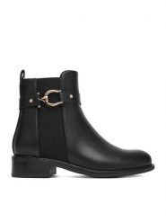 DeeZee Botki HX20207-291 Czarny. Czarne botki DeeZee, bez wzorów, z materiału, bez obcasa, na płaskiej podeszwie, bez zapięcia. Za 179.99 zł.