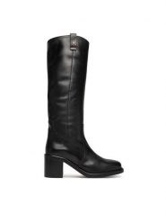 Tommy Hilfiger Kozaki Riding Lthr Long Boot Block Heel FW0FW08777 Czarny. Czarne kozaki TOMMY HILFIGER, ze skóry, bez obcasa, na słupku, bez zapięcia. Za 1,299.00 zł.