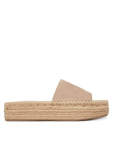 Calvin Klein Espadryle Flatf Espa Mule Nub Mg HW0HW02890 Beżowy. Brązowe espadryle Calvin Klein, bez wzorów, z nubiku, bez obcasa, bez zapięcia. Za 258.99 zł.