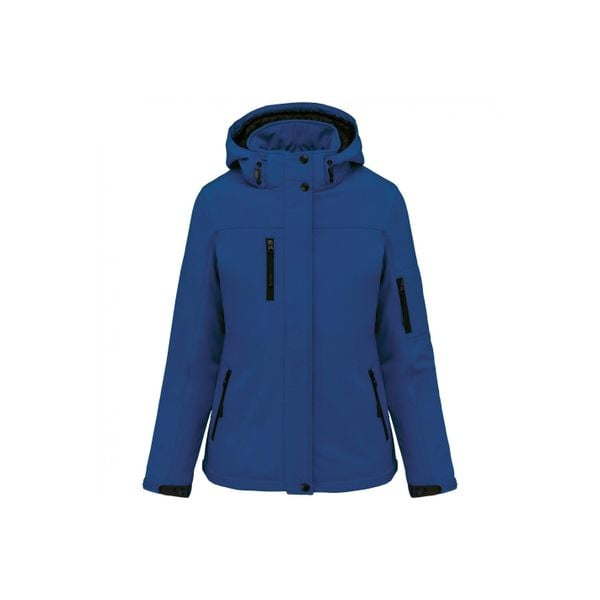 Kurtka damska z kapturem, ocieplana, softshell Kariban. Niebieskie kurtki sportowe KARIBAN, na zimę, bez wzorów, z softshellu, z kapturem. Za 380.00 zł.
