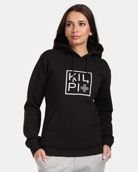 Bluza damska z kapturem Kilpi Niky. Czarne bluzy Kilpi, bez wzorów, z bawełny, z kapturem. Za 189.67 zł.