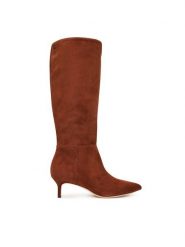 LAUREN RALPH LAUREN Kozaki 802967811003 Brązowy. Brązowe kozaki Lauren Ralph Lauren, ze skóry, bez obcasa, na szpilce, bez zapięcia. Za 1,199.00 zł.
