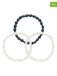 Pearline Bransoletki (3 szt.) z kamieniami szlachetnymi rozmiar: onesize. Białe bransoletki Pearline, z perłą, srebrne. Za 339.99 zł.