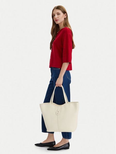 BOSS Torebka HUGO BOSS-50563192 Kremowy. Białe shopper Boss, bez wzorów, ze skóry, bez dodatków. Za 738.99 zł.