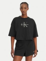 Calvin Klein Jeans T-Shirt LV047F828G Czarny Boxy Fit. Czarne t-shirty Calvin Klein Jeans, xs, bez wzorów, z bawełny, bez kołnierzyka, bez ramiączek. Za 209.99 zł.