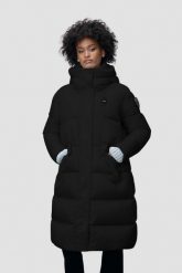 BLAUER Czarny damski płaszcz Lena Raincoat Long Jackets. Czarne płaszcze Blauer USA, s, bez wzorów, ze lnu. W wyprzedaży za 1,399.99 zł.