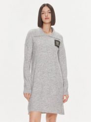 Liu Jo Sukienka dzianinowa 5F3036 MA08O Szary Regular Fit. Szare sukienki Liu Jo, m, bez wzorów, z dzianiny, bez kołnierzyka, bez ramiączek. Za 499.99 zł.