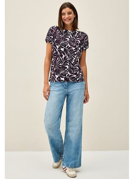 Cecil Koszulka w kolorze ciemnofioletowym rozmiar: S. Różowe bluzki Cecil, s, bez wzorów, z bawełny, bez kołnierzyka, bez ramiączek. Za 69.91 zł.