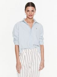 Polo Ralph Lauren Koszula 211891420001 Błękitny Relaxed Fit. Niebieskie koszule Polo Ralph Lauren, xxl, bez wzorów, z bawełny, bez kołnierzyka, bez ramiączek. Za 449.99 zł.